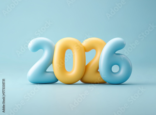 2026 새해 3D 풍선 숫자 디자인
