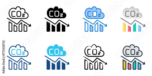 Emission Reduction icon set multiple style collection 
