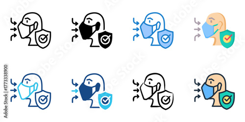 Respiratory Protection icon set multiple style collection 
