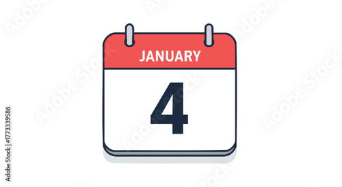 Fourth Day of January Calendar Illustration with Simple and Minimalist Design for Time Management and Schedule Keeping Tasks