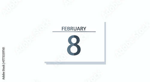 Auspicious february eighth stylized date calendar design for event reminders or important schedule notification for various purposes centered on
