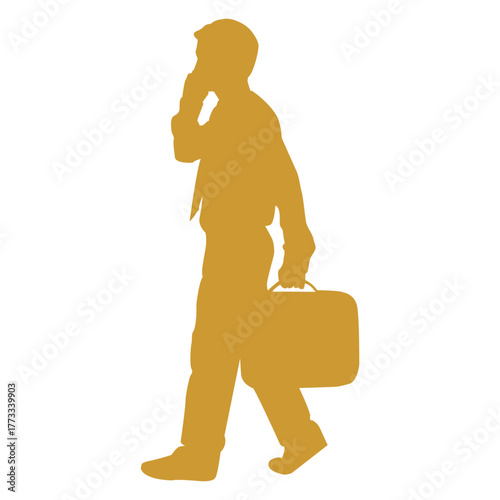 Businessman walking with briefcase