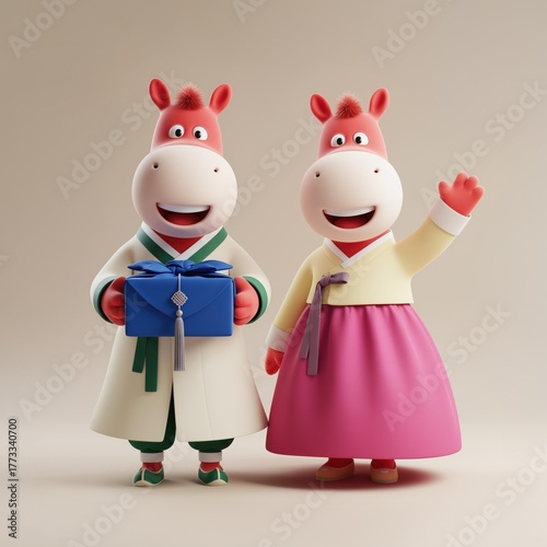 2026 말의 해 3D 캐릭터 일러스트
