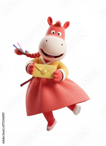 2026 말의 해 3D 캐릭터 일러스트
