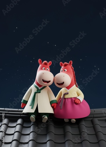 2026 말의 해 3D 캐릭터 일러스트
