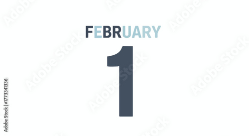 Elegant typographic display highlighting February first on a clean white background for calendar and schedule design simplicity