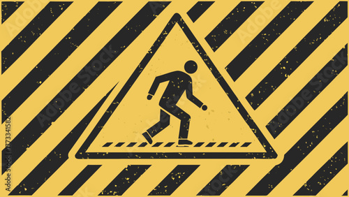 Caution pedestrian crossing ahead, watch your step, attention sign for safety, hazard warning for public awareness, walking safely in work zone or construction area