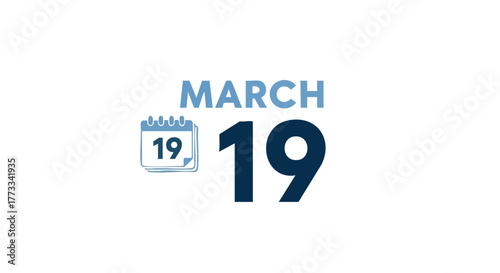 March 19th Graphic Calendar Date Reminder for Appointments, Planning, and Project Deadlines with Graphic Element 152 characters
