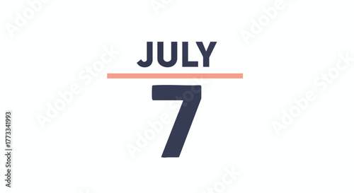 Seventh Day of July: A Conceptual Graphic for Calendar Dates and Schedules Announcement July Seventh Depiction Symbol Calendar Date and Deadlines
