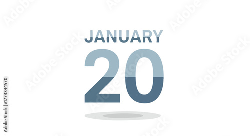 January 20th Date Displayed with a Minimalist and Modern Blue Aesthetic Calendar Graphic design illustration