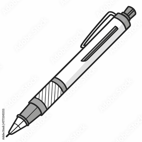 Simple White and Gray Mechanical Pencil Illustration.