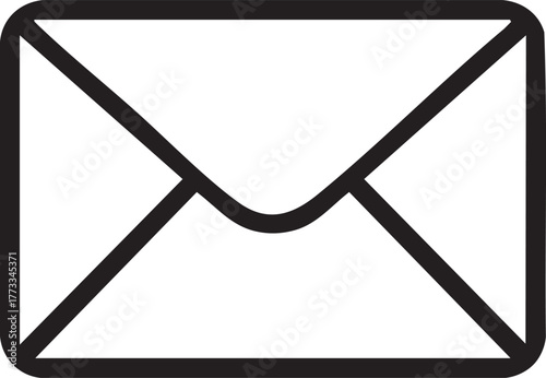 Black Envelope Outline – Minimal Email and Communication Vector