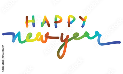 Happy New Year Colorful Text Design Vibrant Rainbow Lettering Illustration