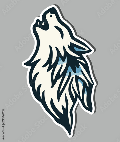 Vintage Stylized Wolf Head Howling in Classic Illustration Style