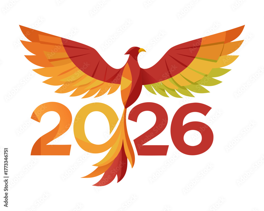 Fototapeta premium autumn leaves vector Happy new year 2026 design