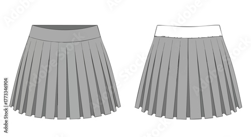 Pleated fashion sketch revealing stylish aesthetics for commercial designs and fashion illustrations