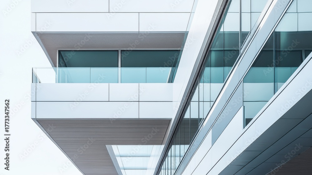 Obraz premium Modern architectural design features sleek lines and expansive glass in a contemporary building