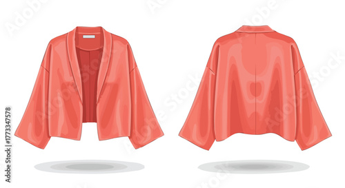 Elegant coral kimono design featuring a flowing silhouette and comfortable style for versatile wear options
