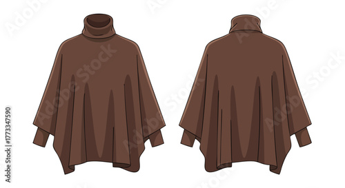 Fashionable brown poncho illustration showcasing a cozy and stylish design element for wardrobe collections