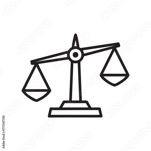 Black scale of justice icon outline
