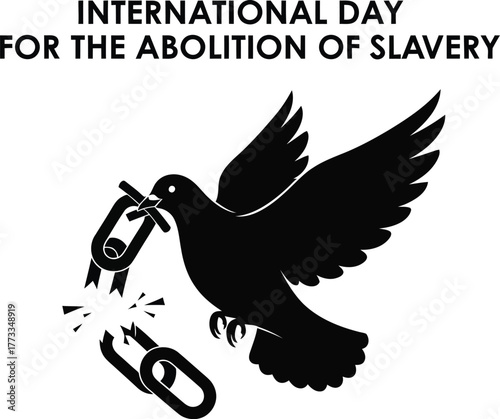 International Day for the Abolition of Slavery logo with dove and broken chains