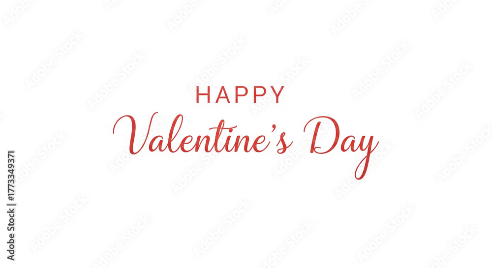 Fototapeta premium Elegant red script typography celebrating Happy Valentine's Day on a clean white background.