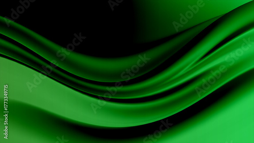 Abstract flowing green silk background smooth elegant satin waves suitable for wallpaper or presentation backdrop