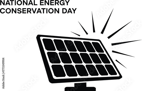 National Energy Conservation Day logo with solar panel illustration