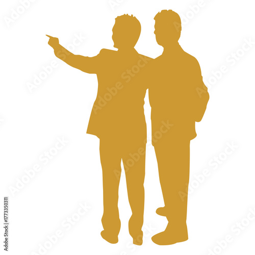 Two Men Pointing Silhouette