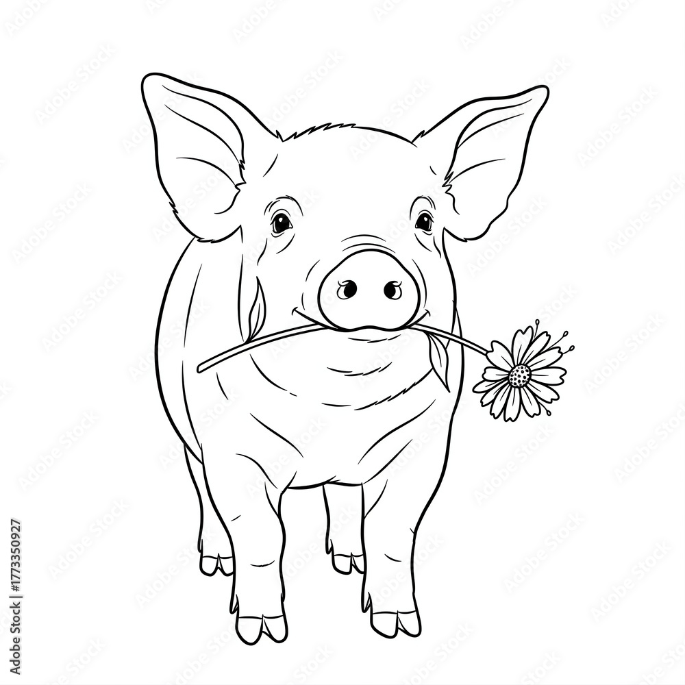 Fototapeta premium Black and White Coloring Page | Line Art Illustration for Kids and Adults