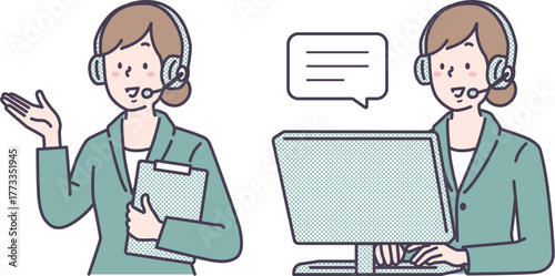 オンラインで接客対応をするオペレーターの女性