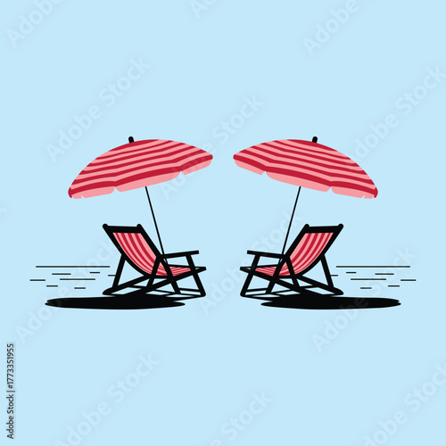 Vacation relaxation with beach chairs and umbrellas perfect summer getaway concept for posters and postcards dreamy retreat