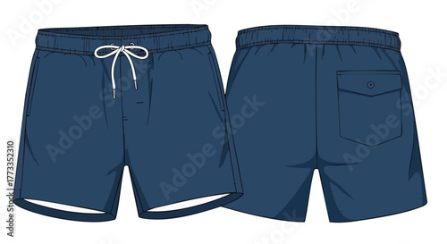 Elegant blue men's shorts vector design showcasing a clean and modern style for apparel and fashion advertising purposes