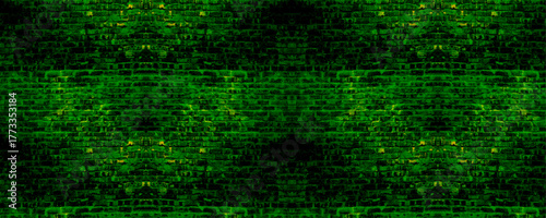 Green brick wall texture background, pattern wallpaper.