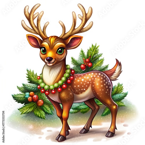 Christmas Deer Vector Illustration. Christmas Reindeer Silhouette Vector
