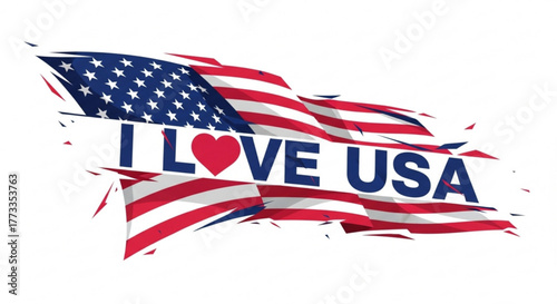 American flag with i love usa text and heart shape design patriotic celebration of united states of america created with generated ai