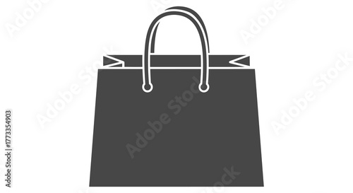 A simple black paper shopping bag with handles presented as a clean silhouette against a white background for retail and commerce concepts silhouette