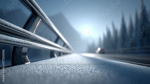 Vehicles driving on a snow-covered winter highway