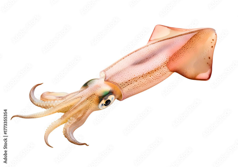 Obraz premium Fresh raw squid isolated on transparent background
