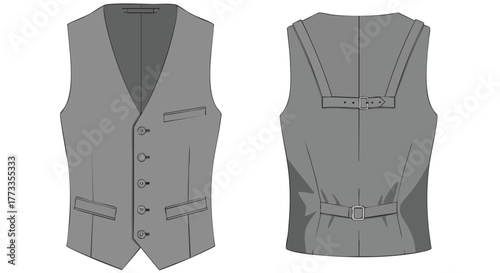 Elegant Men's Vest Illustration: A Classic Tailored Waistcoat Design for Formal Fashion trends