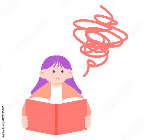 勉強に悩む女の子のイラスト