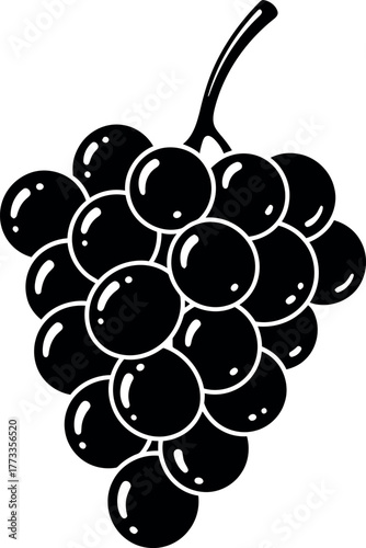 Stylized icon illustration of grape bunch fruit symbol.