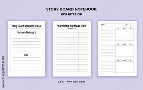 Storyboard Sketchbook Template, KDP Interior for Filmmakers, Artists, and Content Creators