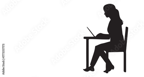 one girls working for office Silhouette 