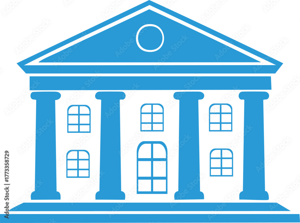 Fototapeta premium Blue courthouse, representing justice, law, government, and civic duty, ideal for legal and political themes