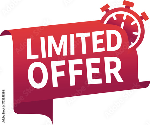 limited offer promotion banner, special deal time-sensitive discount ribbon vector