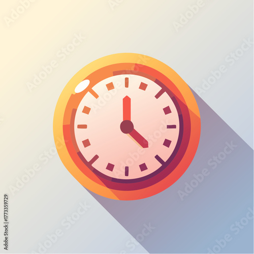 Colorful Abstract Clock Illustration with Gradient Orange and Purple Tones.