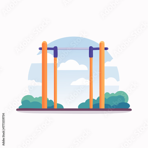 Colorful Illustration of a Calisthenics PullUp Bar in a Park Setting.