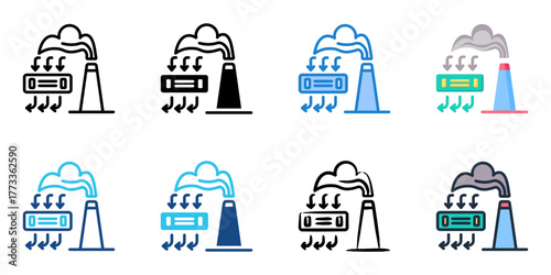 Particle Emission Control icon set multiple style collection 
