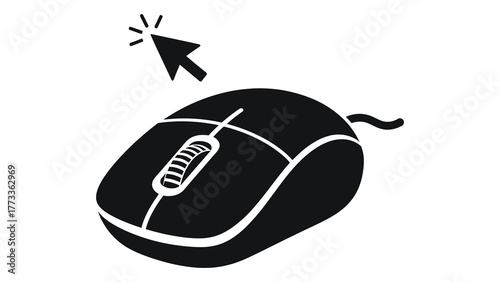 Computer mouse with cursor clicking, on